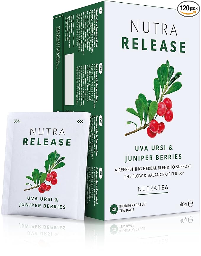 NUTRARELEASE - Water Retention Tea | Bloated Stomach Tea - Natural Diuretic For Water Balance - Includes Dandelion Root & Bearberry - 120 Enveloped Tea Bags - by Nutra Tea - Herbal Tea - (6 Pack)