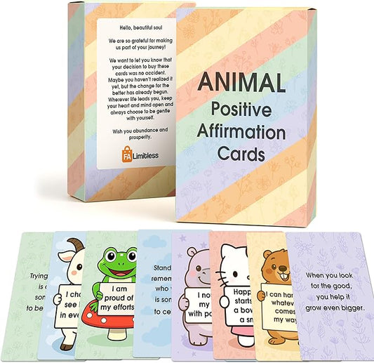Animals Positive Affirmations Cards & Thought-Provoking - Motivational & Mindful Daily Cards (52 Cards) - Unique Gift for Women and Kids