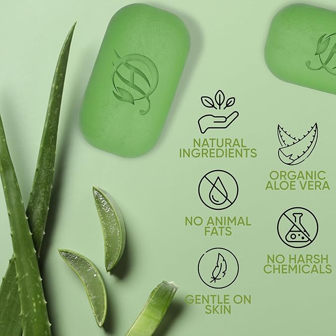HERBOGANIC Aloe Vera Herbal Soap | Pack of 6 of 5oz soap Bar | Ideal for Men and Women, Soothing and Nourishing Soap for Moisturization