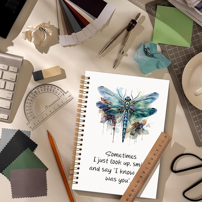 Dragonfly Gifts Notebook Journal, Dragonfly Gifts for Women Spiral Notebook, Dragonflies Memorial Notebooks Gifts for Loss Loved Ones Women Men, Dragonflies School Office Supplies, 6x8.2In