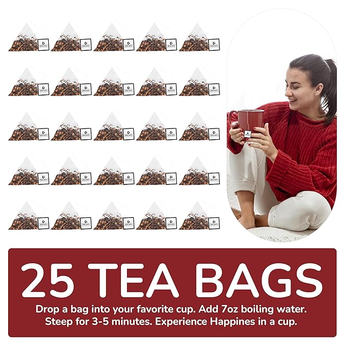 BREWIX, Sour Apple Hibiscus Tea Bags (25 Pyramid Tea Bags) Caffeine-Free Herbal Tea | Apple, Hibiscus, Rosehip | Refreshing Wellness Brew for Any Mood | Hot or Iced Refreshment