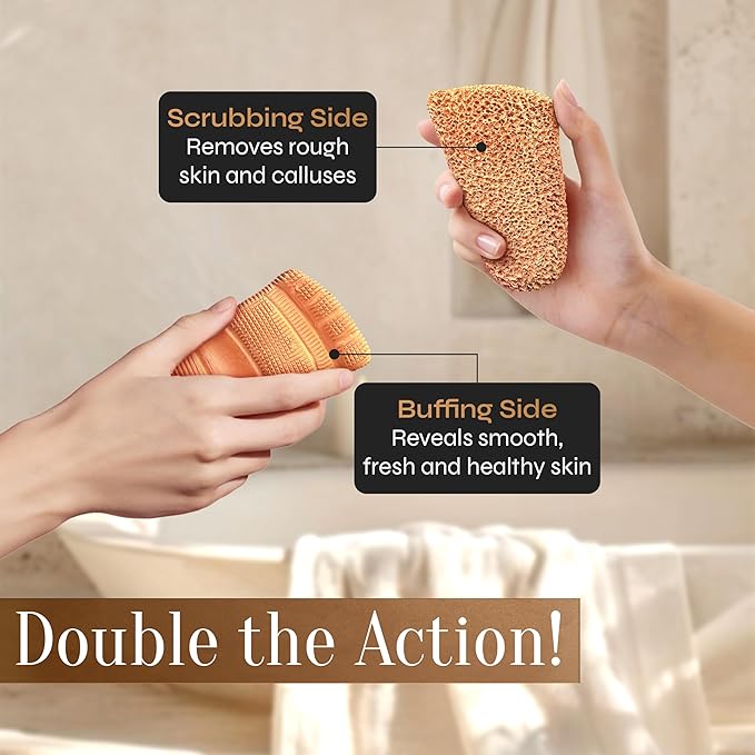 Facón Pumice Stone for Feet Callus Remover - Terra-Cotta Foot Scrubber with 2 Sides, 100% Pure Natural Foot Pumice Stone, Pedicure Pumice Stone Scrubber, Foot Exfoliator, Removes Calluses & Dead Skin