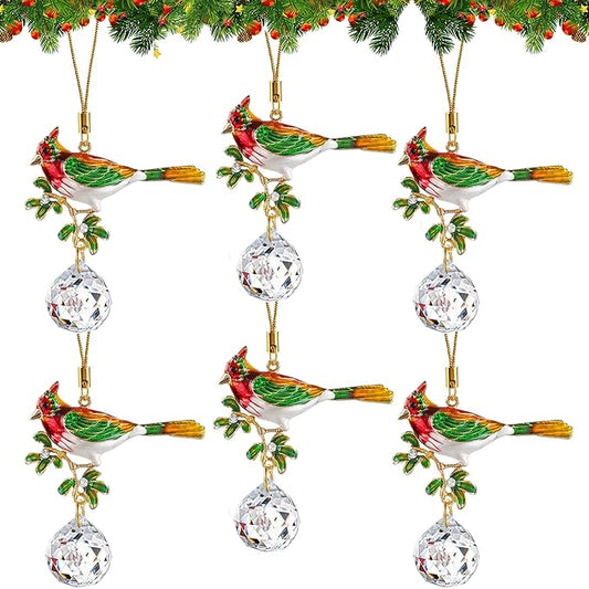H&D HYALINE & DORA Color Bird Hanging Ornament 6Pcs Colorful Cardinal Christmas Tree Ornaments Flying Bird Ornament Xmas Decoration Birds Gift for Men Women