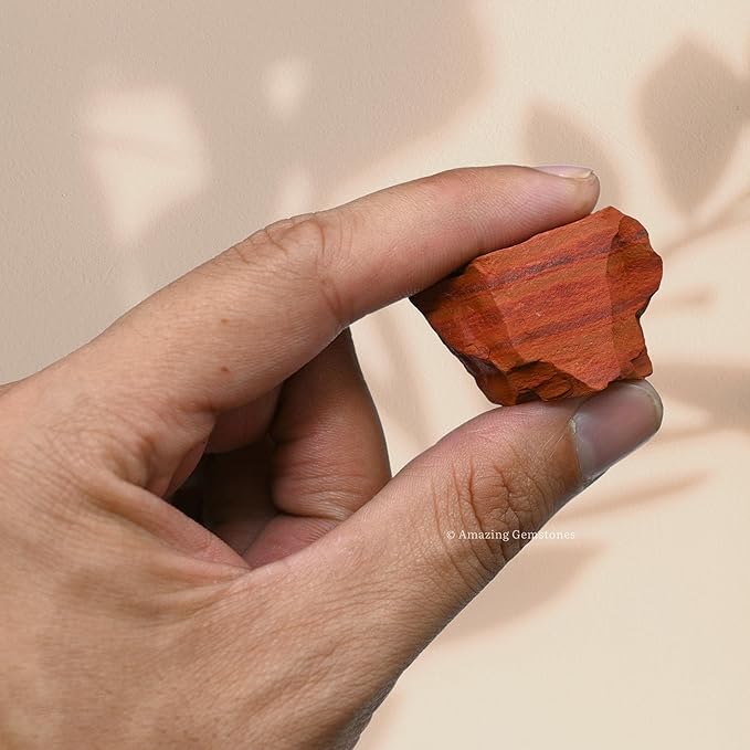 Amazing Gemstone Red Jasper Raw Crystals and Healing Stones, Natural Rocks for Tumbling and DIY Raw Stones and Crystals (5 Pieces)