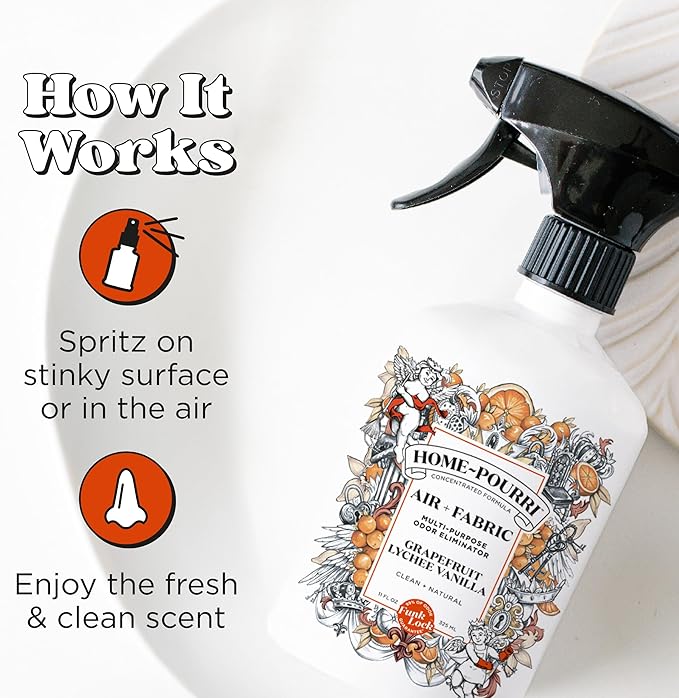 Home-Pourri Air + Fabric Multi-Purpose Odor Freshener Spray, Grapefruit Lychee Vanilla, 11 Fl Oz - Vanilla and Grapfruit Lychee