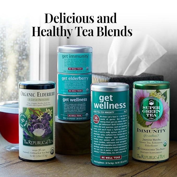 The Republic of Tea Organic Elderberry Herbal Tea, 250 Tea Bag Bulk