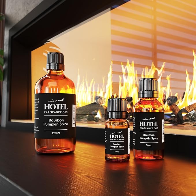 AirScent Bourbon Pumpkin Spice Holiday Diffuser Oil - Premium Holiday Fragrance Oil for Ultrasonic and Waterless Diffusers and Crafting - 500 ml, 16.9 fl oz Glass Bottle