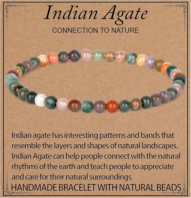 LPBeads Handmade Natural Gemstone Stretch Elastic Bracelet Healing Crystal Round Stone Beads Jewelry Gifts for Women Men