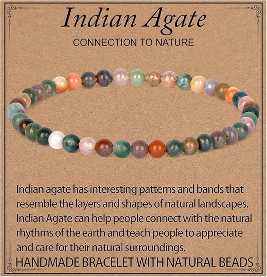 LPBeads Handmade Natural Gemstone Stretch Elastic Bracelet Healing Crystal Round Stone Beads Jewelry Gifts for Women Men