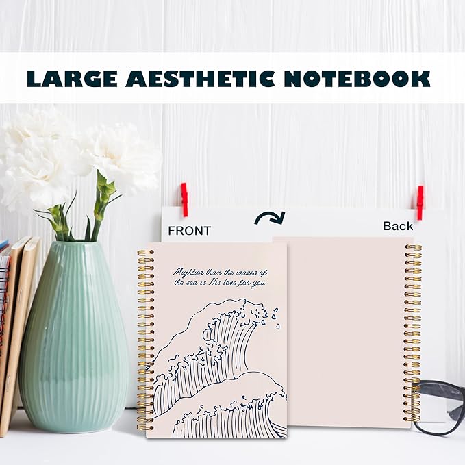 BearCake Mental Health Journal Notebook- Mightier Than The Waves,motivational gifts,Journal,motivational journals for women,Spiral Notebook 5.5x8.3