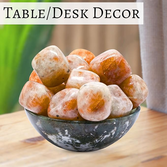 Amazing Gemstone Sunstone Crystals and Healing Stones Tumbled - 1 Oz Sunstone Stone Gem Stones, Natural Healing Stones for Energy Balance, Stress Relief, Polished Gems Rocks