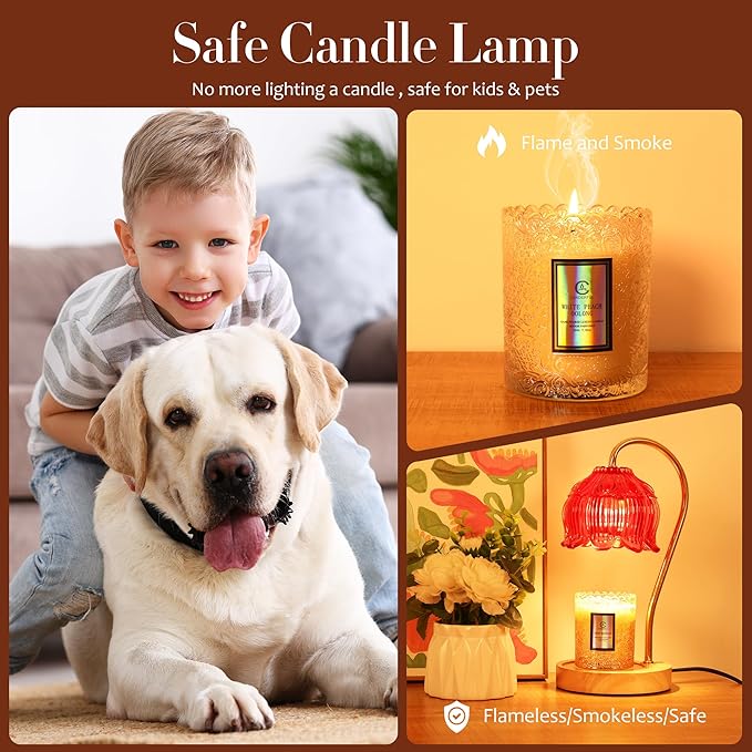 Flower Candle Warmer Lamp with Timer & Dimmer - Fits All Jar Scented Candles - Valentine's & Mother's Day Gift for Women，Wife