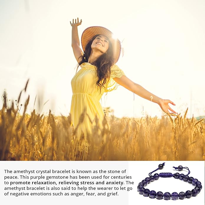 Energy Protection Crystal Handmade Adjustable Bead Bracelet Perfect for Men, Women’s Gift - Gemstone Healing Stretch Bracelet Pulsera Para Hombre Mujer Stocking Stuffer