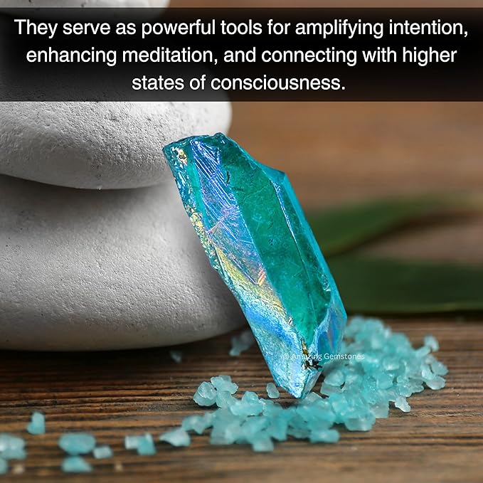 Amazing Gemstone 2 Pieces Aqua Aura Quartz Raw Pencil Points Crystals and Healing Stones, Natural Rocks for Meditation and DIY Raw Point Stones and Crystals