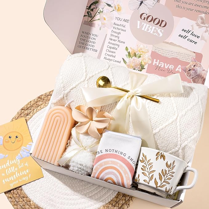 Gift Baskets for Women, Birthday Gifts for Women Get Well Self Care Package After Surgery Thinking of You Gifts Sympathy Gift Unique Christmas Box w/ Blanket for Her Mom Sister Best Friend Wife