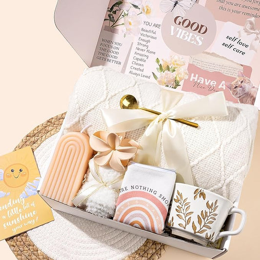 Gift Baskets for Women, Birthday Gifts for Women Get Well Self Care Package After Surgery Thinking of You Gifts Sympathy Gift Unique Christmas Box w/ Blanket for Her Mom Sister Best Friend Wife