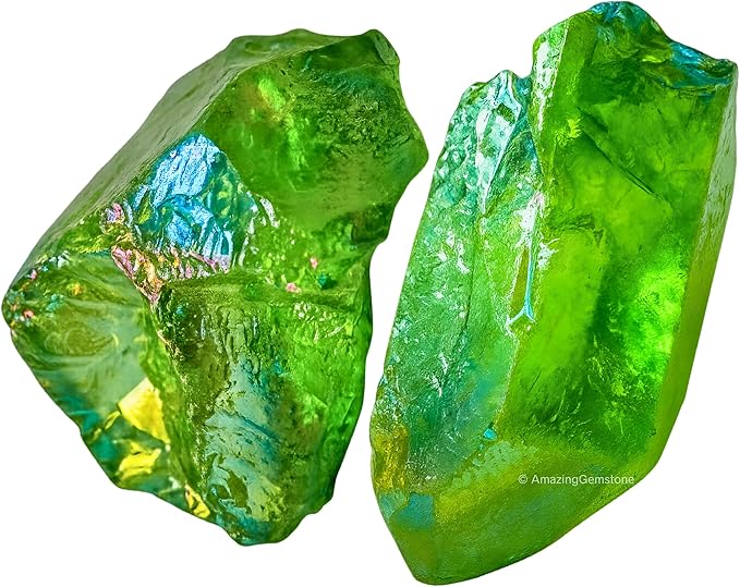 Amazing Gemstone Apple Aura Quartz Raw Crystals and Healing Stones, Natural Rocks for Meditation - DIY Raw Stones and Crystals, 2 Pieces