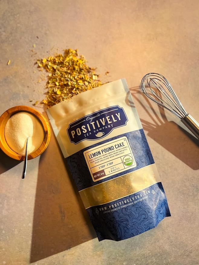 Organic Positively Tea Company, Lemon Pound Cake, Herbal Tea, Loose Leaf, 16 Ounce