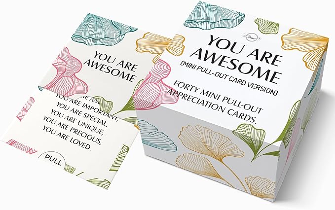 Dessie 40 Unique You Are Awesome Mini Floral Encouragement Cards w/Inspirational Messages 2.5" x2.5. Employee Appreciation Gifts. Teacher Appreciation in Bulk. Positive Affirmation Cards