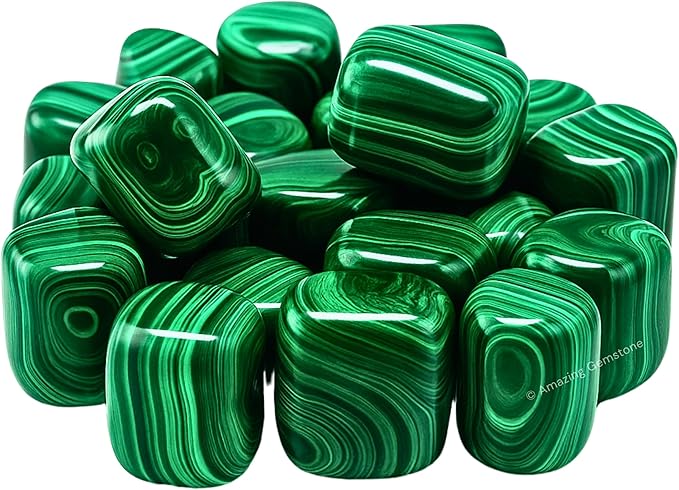 Amazing Gemstone Malachite Crystals&Healing Stones Tumbled - 1 oz Malachite Stone Gem Stones, Healing Stones for Energy Balance, Stress Relief - Premium Polished Gems Rocks for Meditation&Wellness
