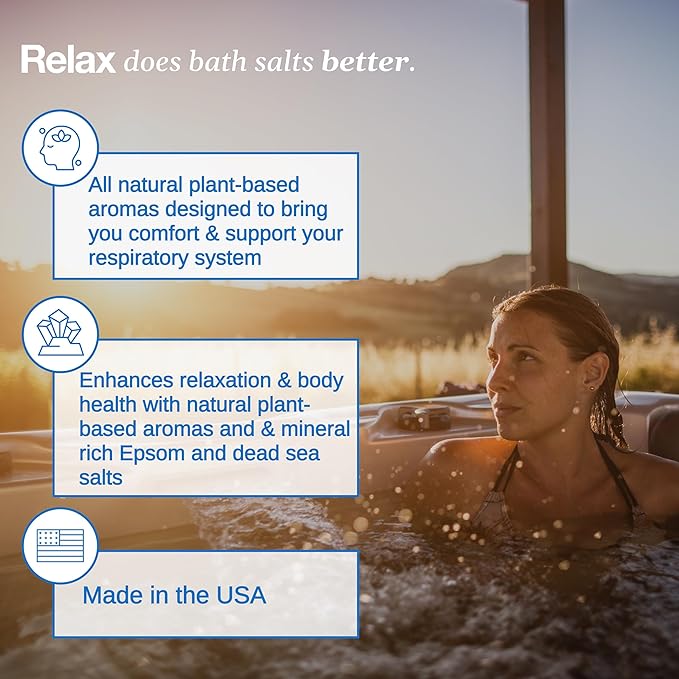 Relax Spa & Bath, Epsom & Dead Sea Salts, Aromatherapy Bath Salts for Hot Tub, Bath, or Spa, Infused with Magnesium, Sports Therapy