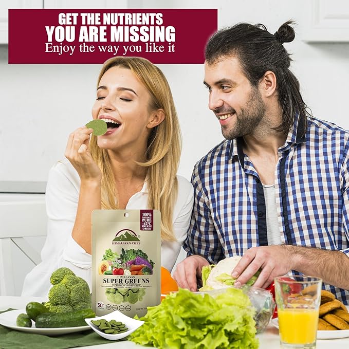 Himalayan Chef Superfood Veggie Crisp 30g each Freeze-Dried Super Greens Snack 30+ Organic Green Veggie Mix Protein-Rich, Nutrient-Packed, Gluten-Free