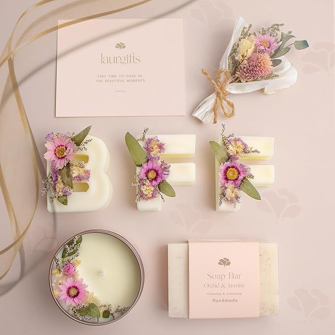 Best Friend Gift Box for Women – Thoughtful Birthday Present for BFF, Bestie, or Soul Sister – Friendship Candle & Soap Set – Elegant Pamper Box for Her