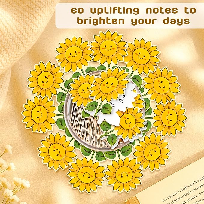 Inspirational Gifts for Women - Emotional Support Positive Sunflower Gift - Sometime You Forget You're Awesome - 60 Positive Affirmation Cards Jar, Thank You Gift for Coworker, Sister Friend, Teacher