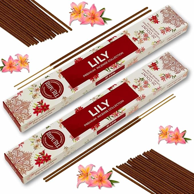 Lily Incense Sticks - Total 40 Insence-Sticks - Dual Pack of 20 Insense - Inciensos - Inscents - Natural Non Toxic Ingredients - Incents - Incence - Inscense - Insents
