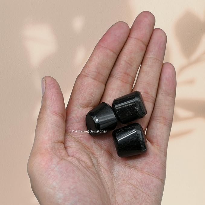 Amazing Gemstone Black Tourmaline Crystals and Healing Stones Tumbled - 1 oz, Healing Stones for Energy Balance, Stress Relief - Premium Polished Gems Rocks for Meditation and Wellness