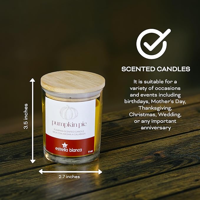 7oz Pumpkin Pie Fall Scented Candles for Home, Cozy Autumn Fall Aromatheraphy Candles Gifts Set for Women & Men, Holiday, Thanksgiving, Christmas