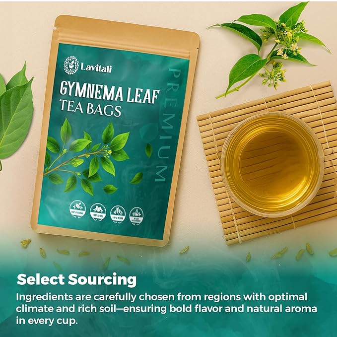 Lavitali, Gymnema Leaves Tea Bags | 120 bags, 100% Pure Herbal Tea | Caffeine-Free, Antioxidant-Rich, Eco-Friendly Filter Bag | Daily Natural Botanical, Hot or Iced Herbal Infusion