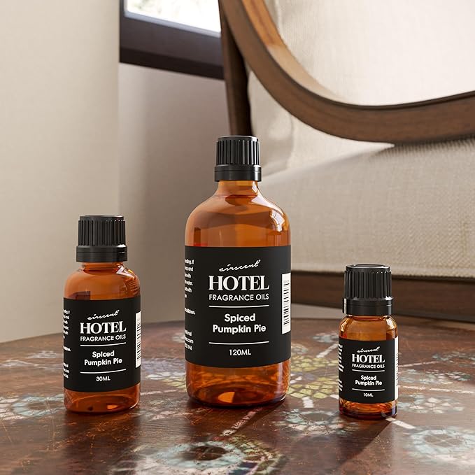 AirScent Spiced Pumpkin Pie Holiday Diffuser Oil - Premium Pumpkin Spice Holiday Fragrance Oil for Ultrasonic and Waterless Diffusers and Crafting - 500ml, 16.9 fl oz Glass Bottle