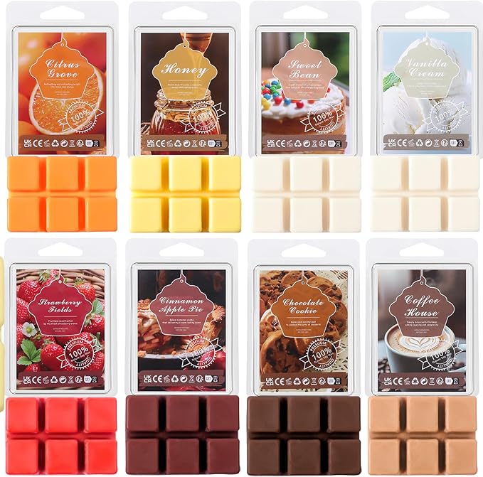 Fall Scented Wax Melts Cubes Strong Scent Soy Scentsy for Wax Warmer Jelly Melts Set Honey Bloom Vanilla Cream Sweet Bean Coffee Strawberry Citrus Grove Apple Pie (Sweet Afternoon)