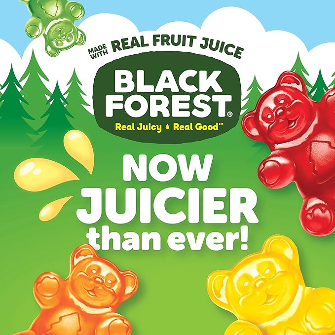 Black Forest Gummy, Bears, Fruit Flavor, Deliciously Juicy, Made with Real Fruit Juice, 10 oz
