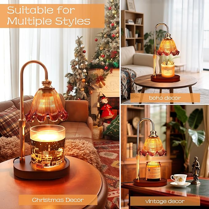 Candle Warmer Lamp with Timer Dimmable: Birthday Gifts for Women & Home Decor for House Warming Gifts New Home– Wax Warmer Gifts for Mom - 3 Timer Modes, 4 Brightness Levels, Adjustable Height