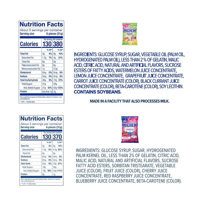 HI-CHEW Variety Mix, Pack of 6 Bags - 17 Flavor Assort Sweet and Sour Chewy Halloween Candy, Unique Fun Soft - Immensely Juicy Fruity Candy Flavors - Individually Wrapped for Sharing
