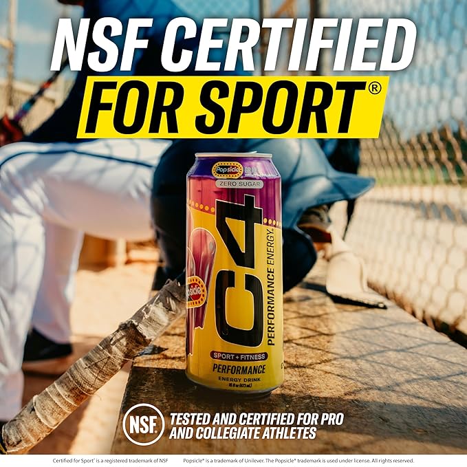 Cellucor C4 Energy Drink Cherry, Carbonated Sugar Free Pre Workout Performance Drink with no Artificial Colors or Dyes, 16 Oz, Pack of 24