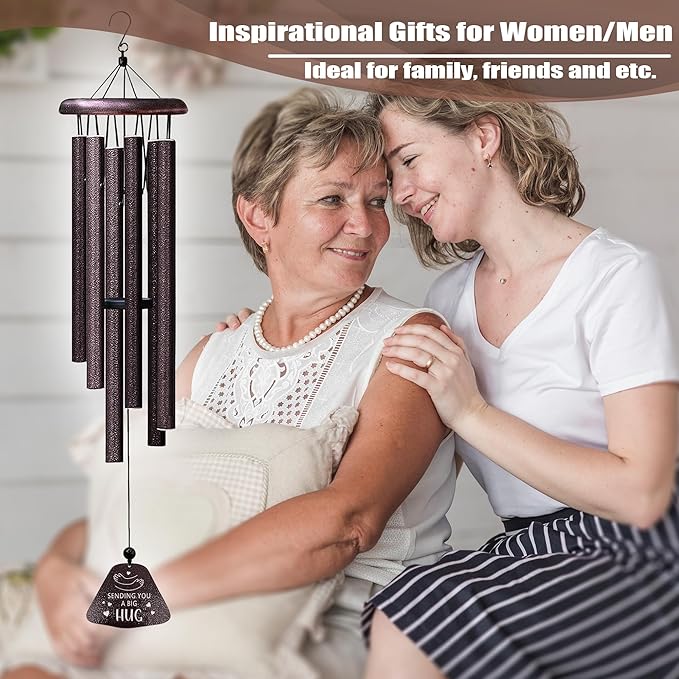 Get Well Gifts for Women 32” Wind Chimes, Inspirational Relaxation Birthday Sympathy Gifts for Women, Thinking of You/Feel Better Gift for Woman, Emotional Support, Sending You a Big Hug