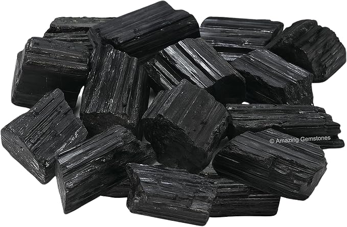 Amazing Gemstone Black Tourmaline Raw Protection Crystals and Healing Stones, Natural Rocks for Tumbling - Raw Stones and Crystals (2 Pieces)