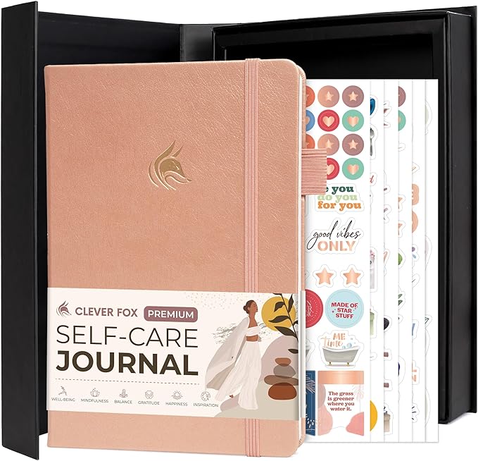 Clever Fox Self-Care Journal Premium – Daily Gratitude & Mental Health Notebook for Women – Reflection & Personal Development Journal (Rose Gold)