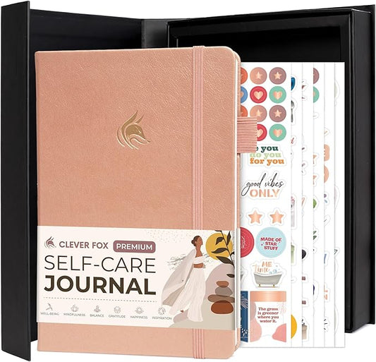 Clever Fox Self-Care Journal Premium – Daily Gratitude & Mental Health Notebook for Women – Reflection & Personal Development Journal (Rose Gold)