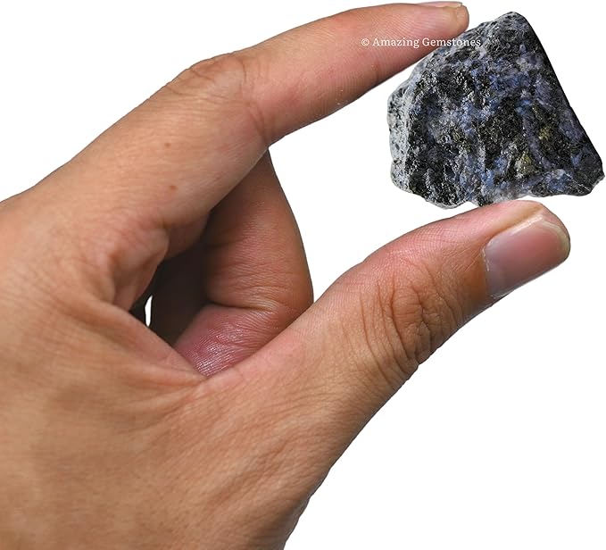 Amazing Gemstone 2 Pieces Indigo Gabbro Raw Crystals and Healing Stones, Natural Rocks for Tumbling and DIY Raw Stones and Crystals