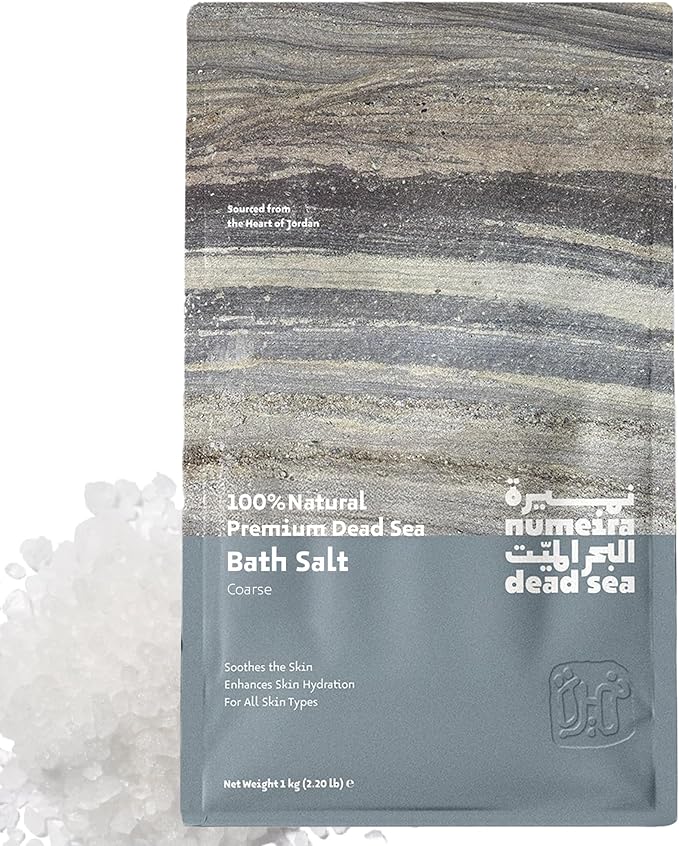 Dead Sea Salts for Soaking Relaxing Sea Salt Bath Soak for Body Rejuvenation - Natural Mineral Salts - Coarse Dead Sea Salt Unscented Bath Salts for Women & Men (8.82 oz)