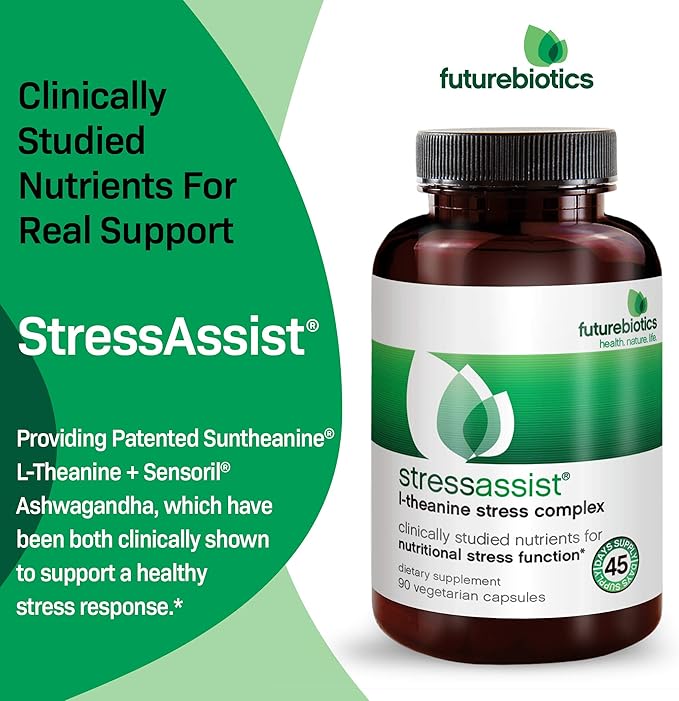 Futurebiotics Stressassist L-theanine Ashwagandha and Rhodiola Rosea Stress Complex - Natural Nutritional Stress Function, 90 Vegetarian Capsules