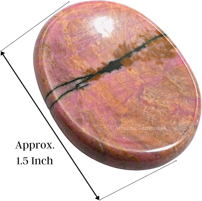 Amazing Gemstone Rhodonite Worry Stone - Pink Crystal for Stress Relief & Meditation