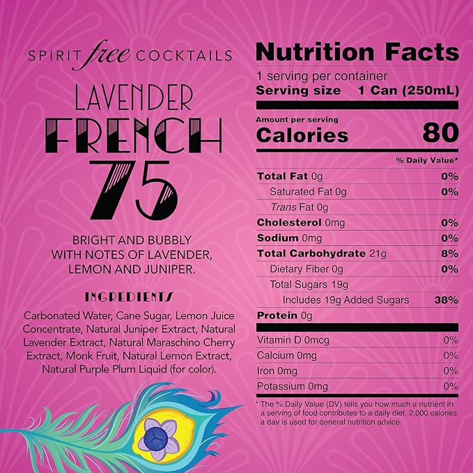 Blind Tiger Lavender French 75 8-Pack | Lavender, Cherry & Citrus Non-Alcoholic Sparkling Mocktail | Crafted with Natural Ingredients | Mixers, Cocktails, Mocktails | 8.4 fl oz Cans