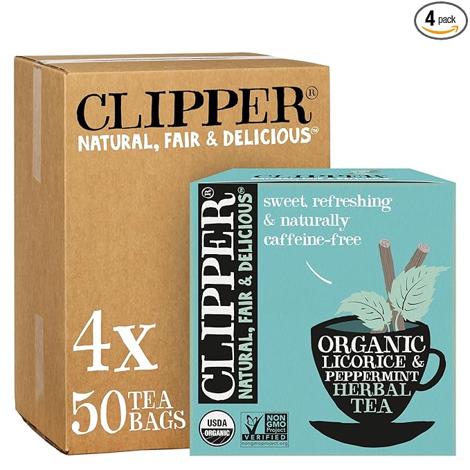 Clipper Tea Peppermint & Licorice Teabags – Caffeine Free, USDA Organic, Great Hot or Iced – Sweet, Refreshing, Natural, Fair & Delicious Sweet – 200 Tea Bags