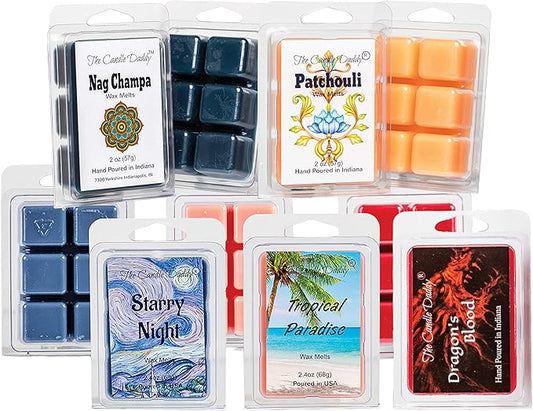 Free Spirit Bundle Combo Set of Five Scented Wax Melt Cubes - Nag Champa, Patchouli, Starry Night, Tropical Paradise, Dragon's Blood Great Gift for Him Her Hippie Soul BFF Best Friend