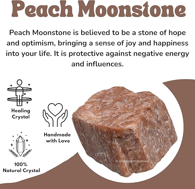 Amazing Gemstone 2 Pieces Peach Moonstone Raw Crystals and Healing Stones, Natural Rocks for Tumbling and DIY Raw Stones and Crystals